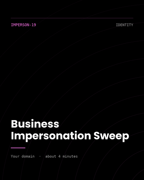 ThreatVector QuickScan — Business Impersonation Sweep (IMPERSON-19)